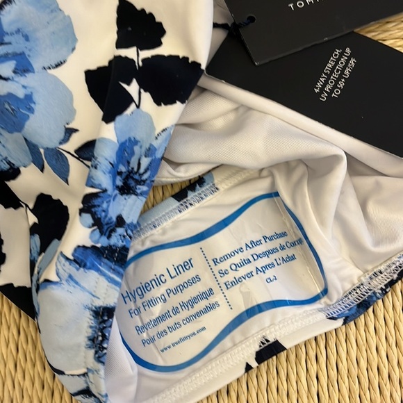 TOMMY HILFIGER Floral Mesh High-Rise Bikini Bottom Blue/White XS NWT - Picture 6 of 11